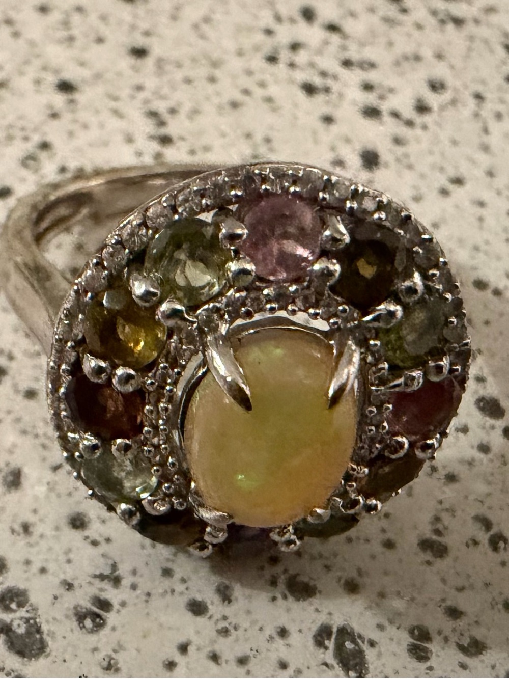 Carol Brodie Sterling Silver Fire Opal Tourmaline Ring size 10 - Picture 2 of 4
